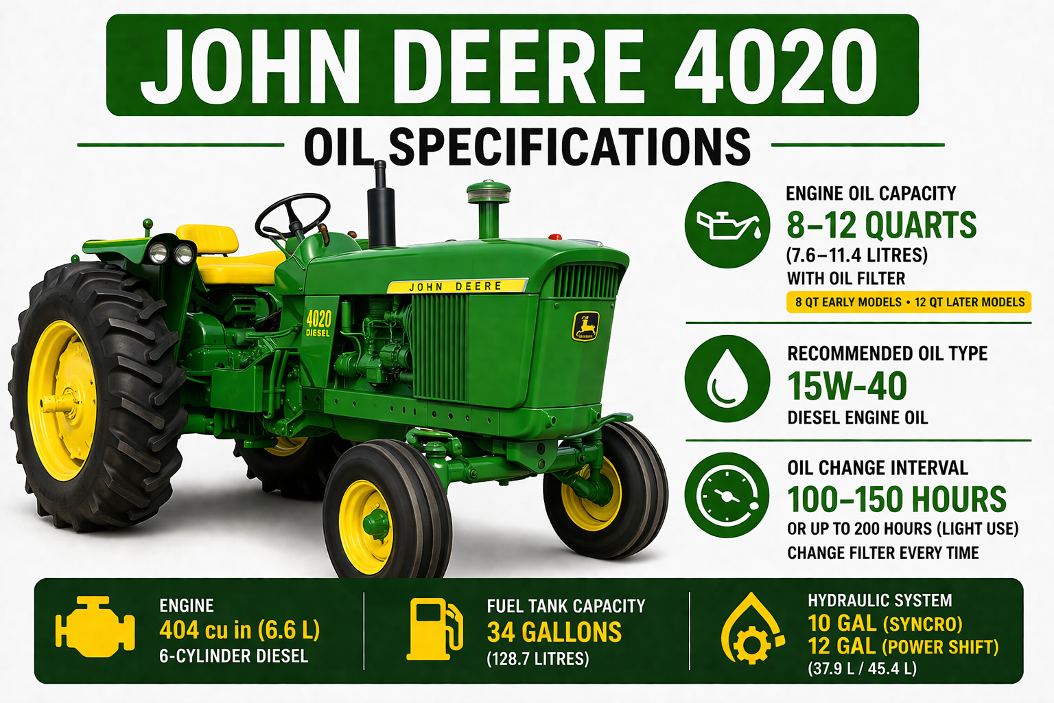 John Deere 4020 oil capacity