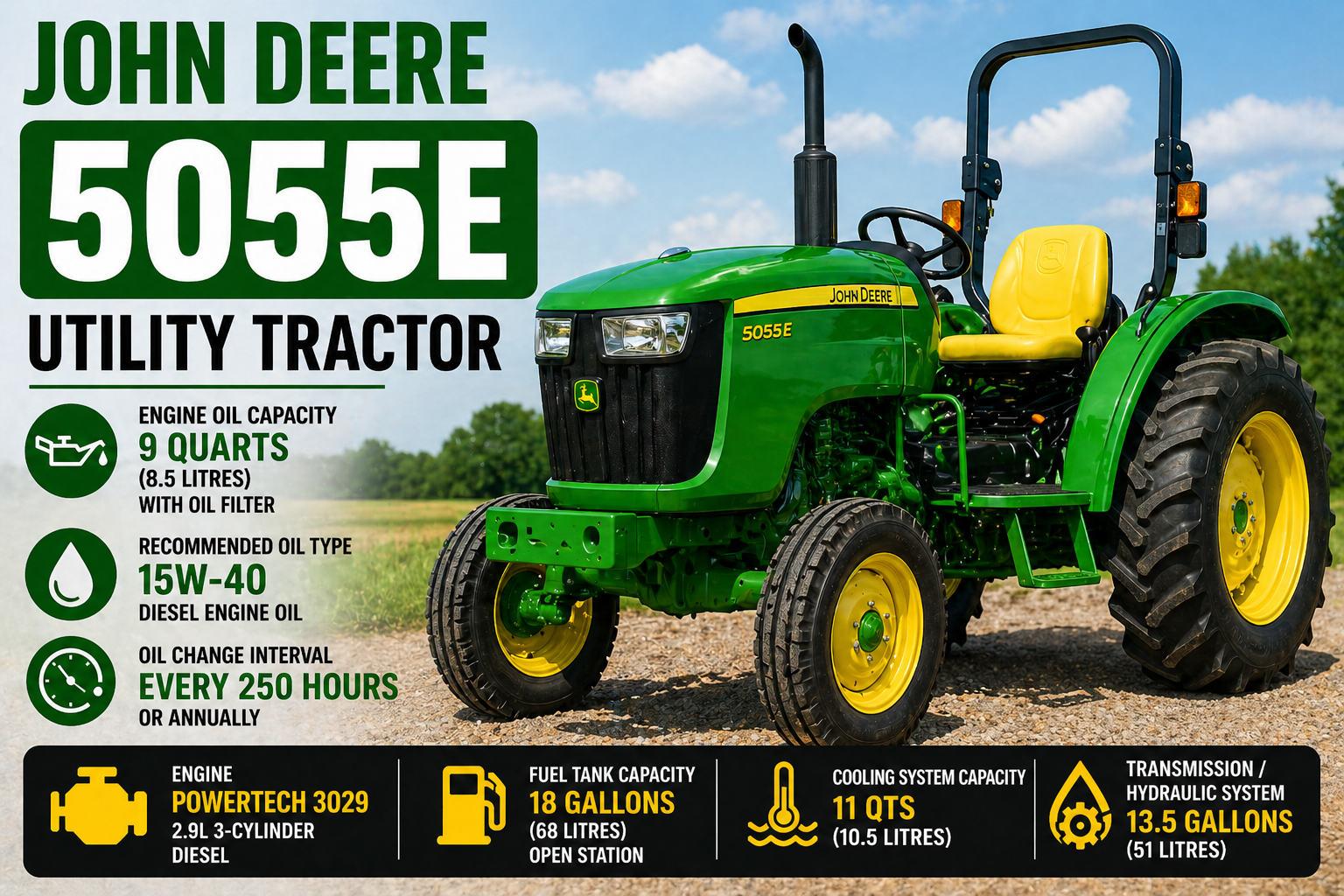 John Deere 5055E Oil Capacity