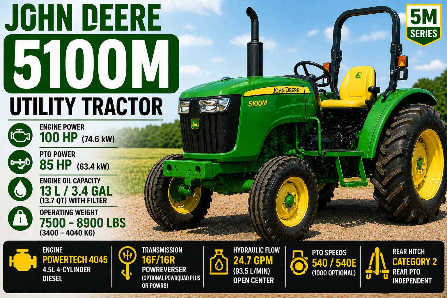 John Deere 5100M Specs