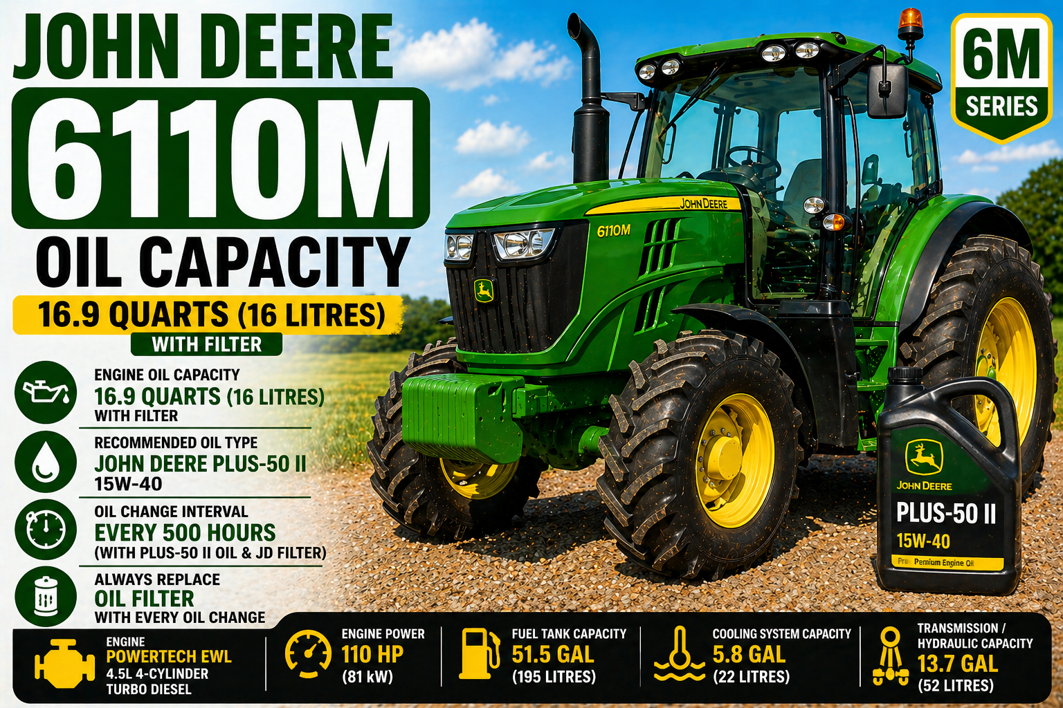 John Deere 6110M Oil Capacity