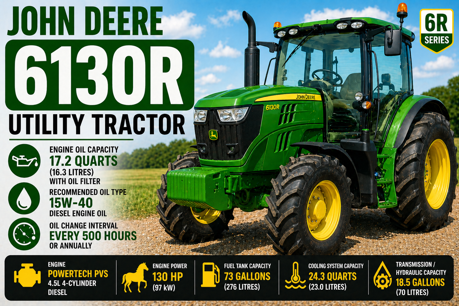 John Deere 6130R Oil Capacity