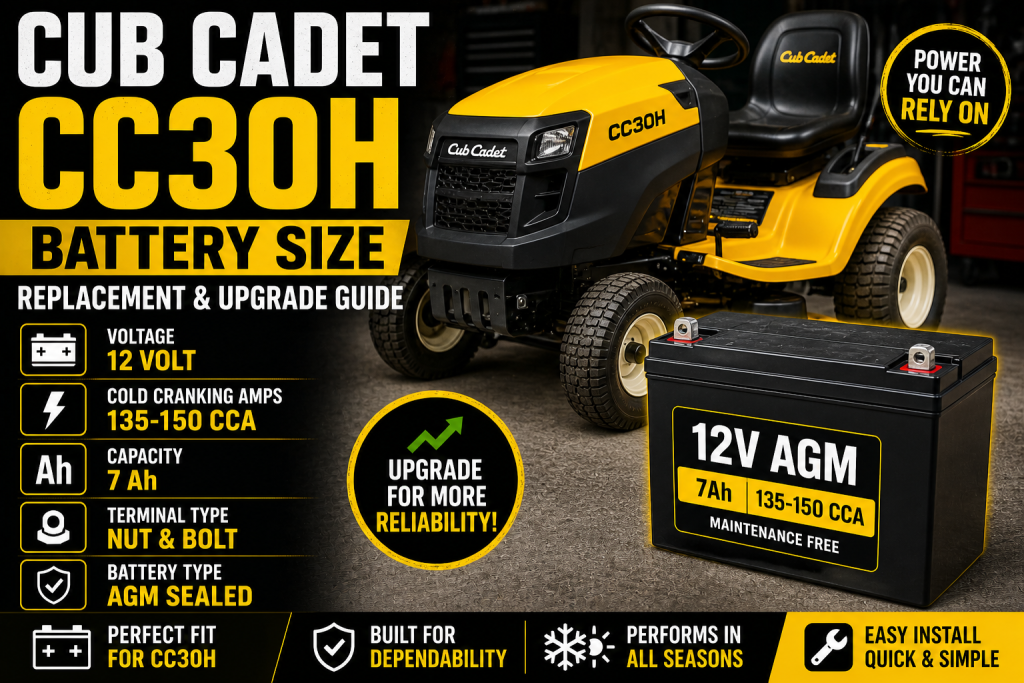 Cub Cadet CC30H Battery Size (7Ah) + Replacement Guide - TractorCharts.com