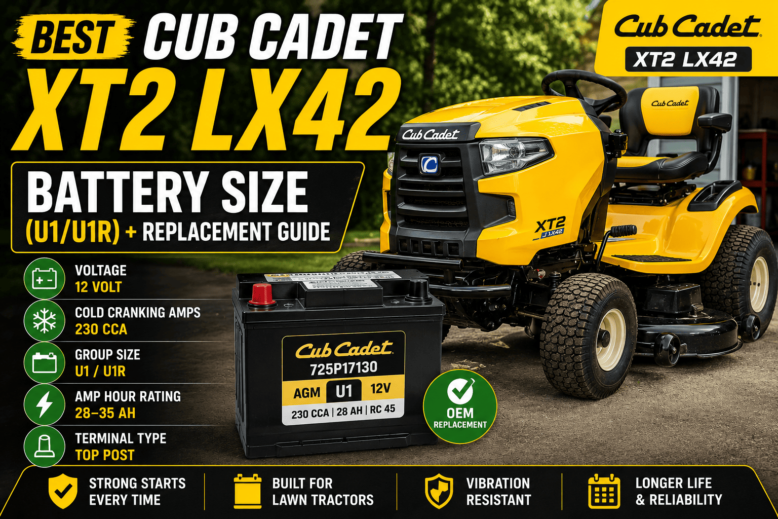 Cub Cadet XT2 LX42 Battery Size
