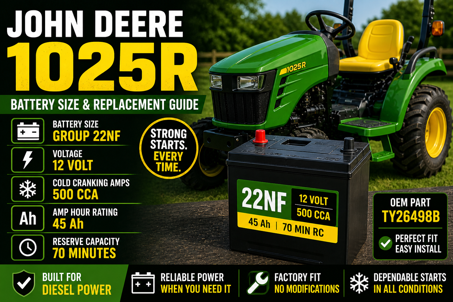 John Deere 1025R Battery Size