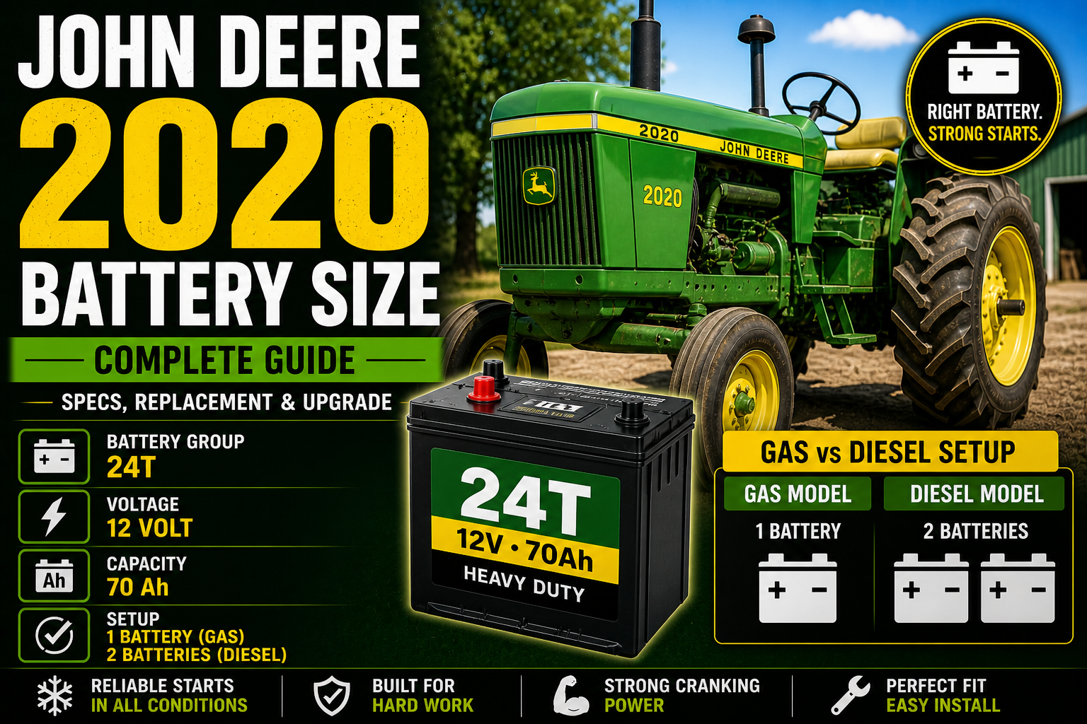 John Deere 2020 Battery Size