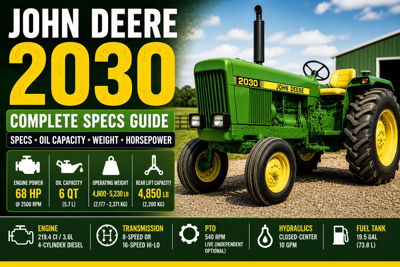 John Deere 2030 Specs