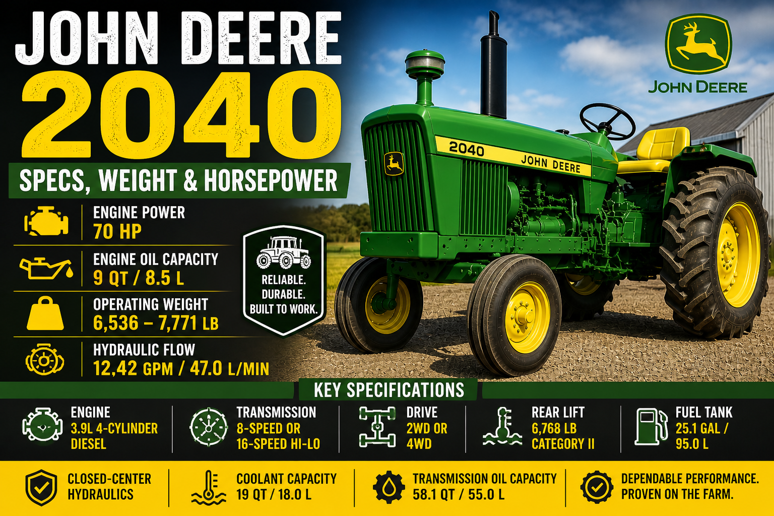 John Deere 2040 Specs