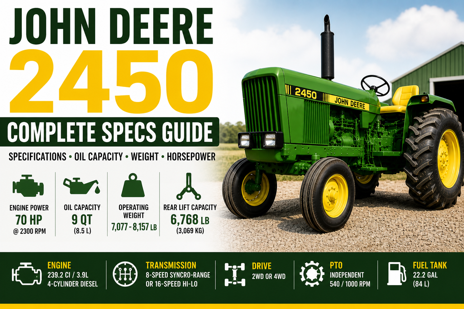 John Deere 2450 specs