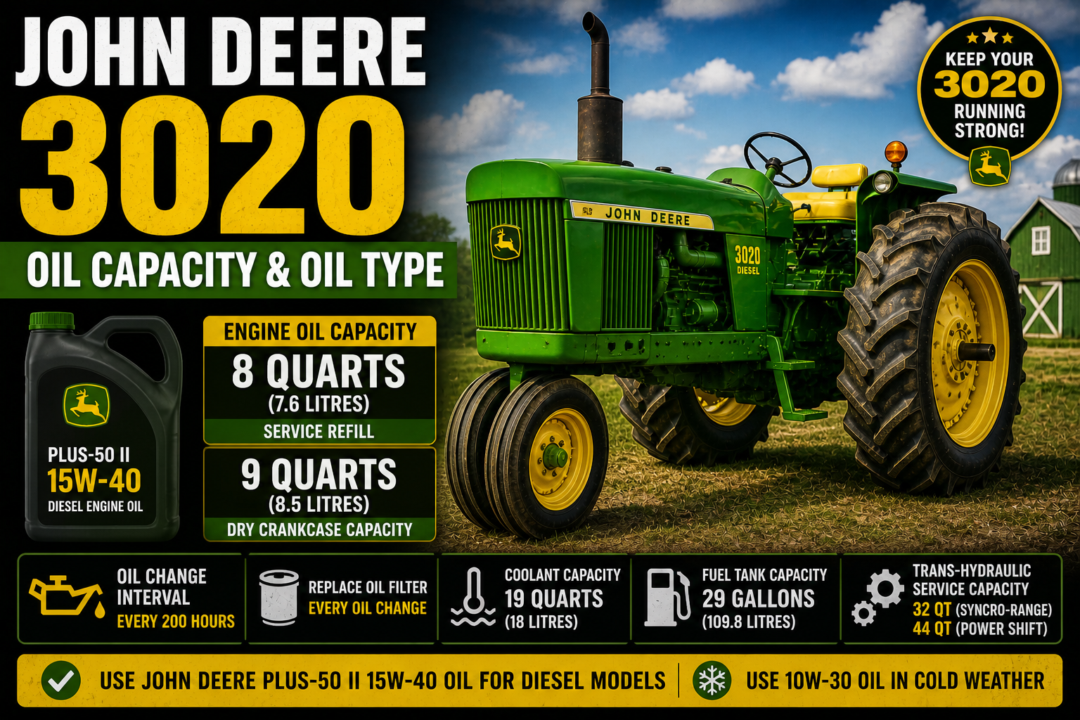John Deere 3020 Oil Capacity