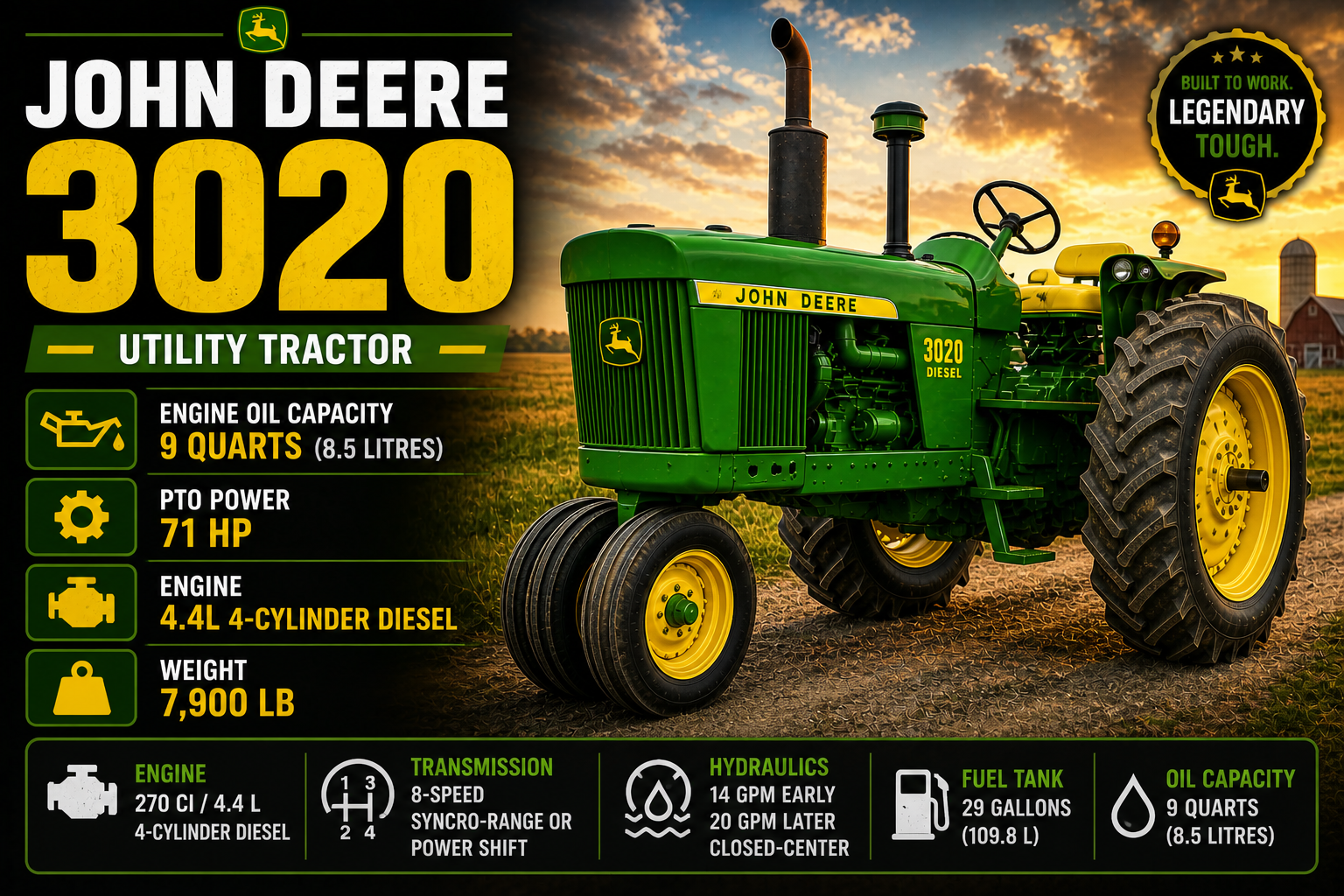 John Deere 3020 Specs