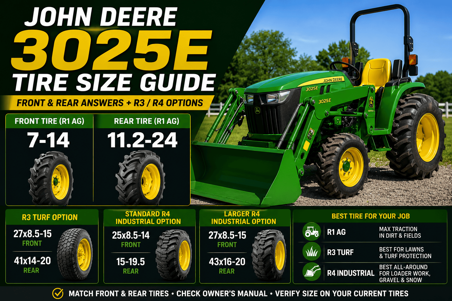 John Deere 3025E Tire Size