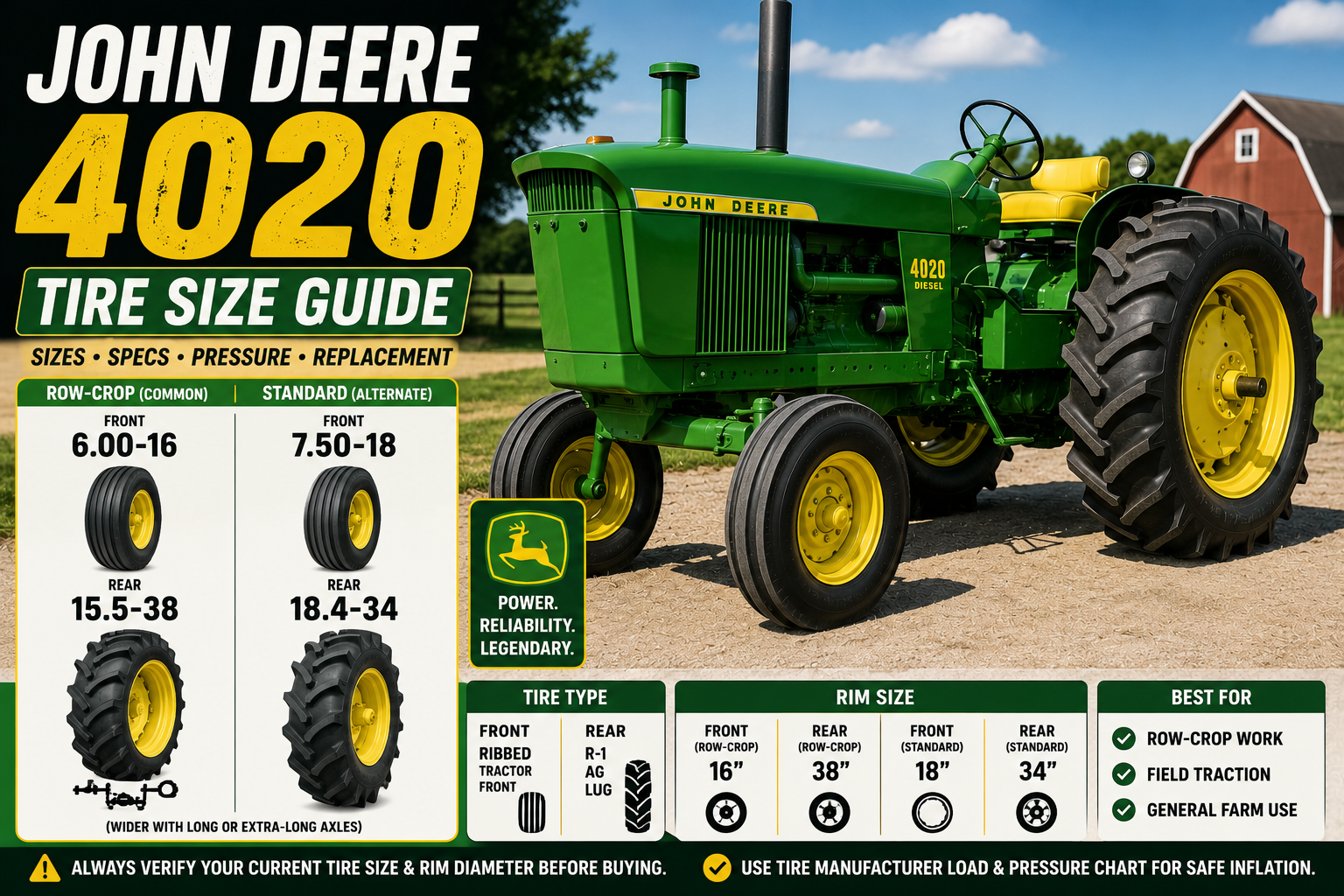 John Deere 4020 Tire Size
