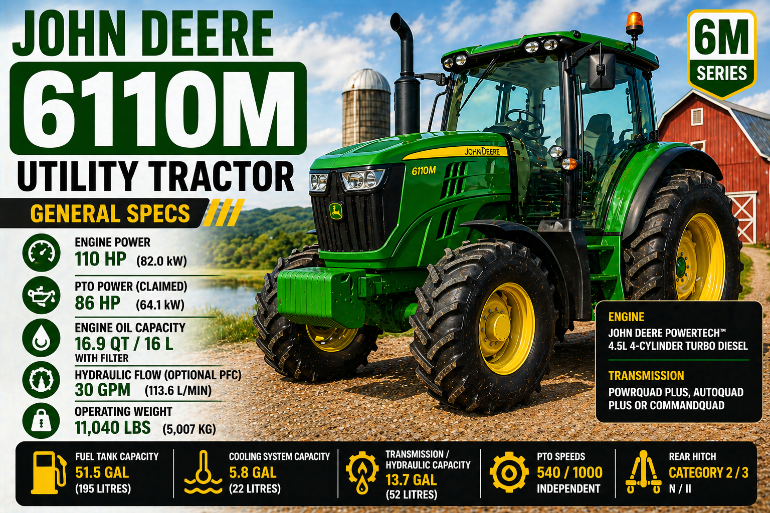 John Deere 6110M Specs