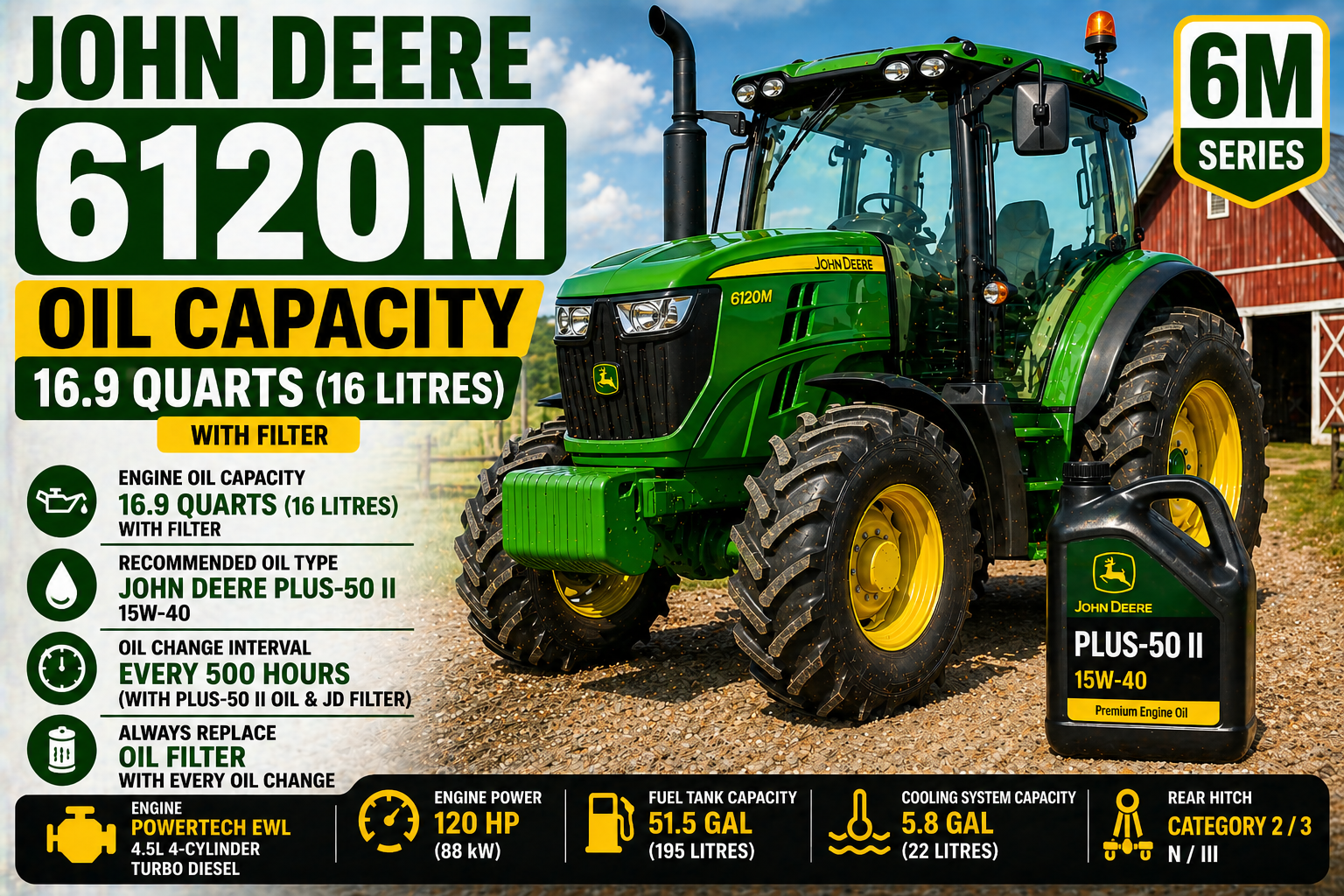 John Deere 6120M Oil Capacity