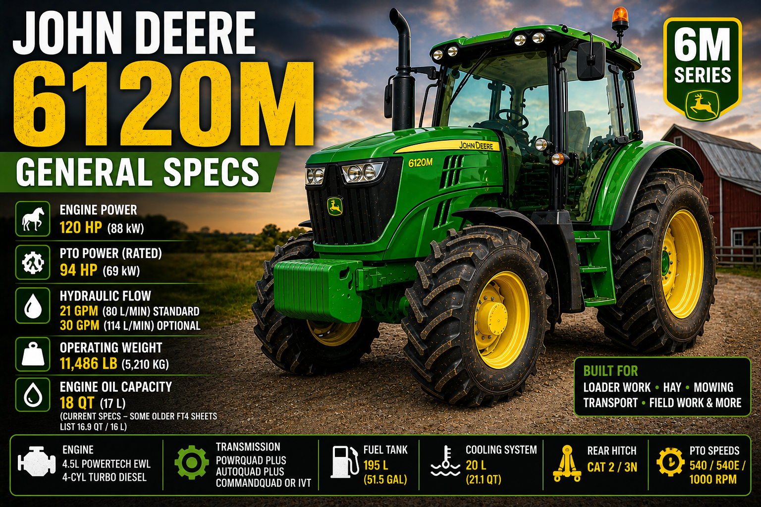 John Deere 6120M Specs