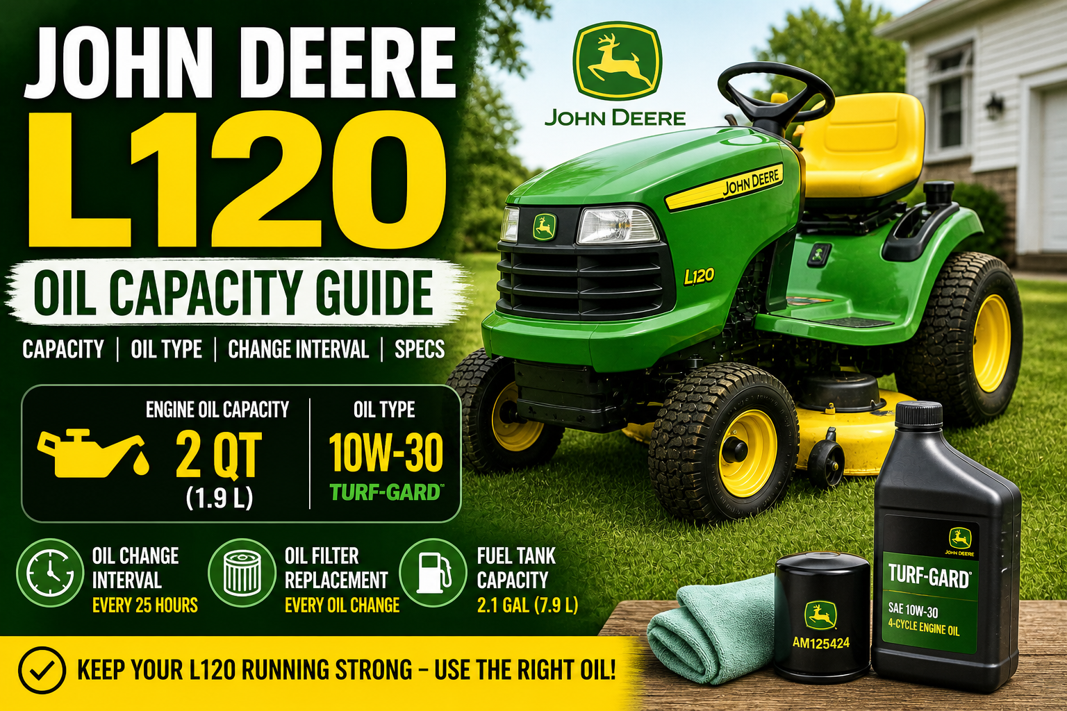 John Deere L120 Oil Capacity