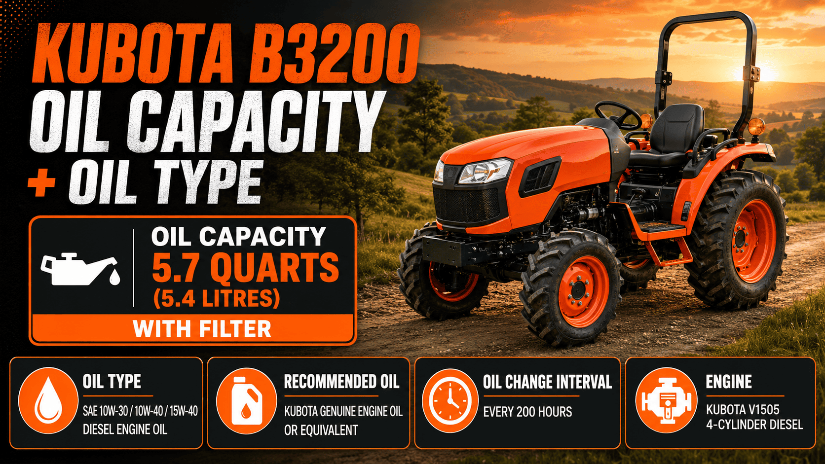 Kubota B3200 Oil Capacity