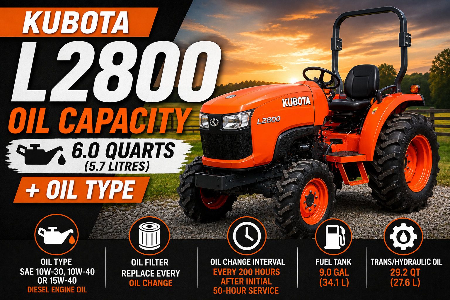 Kubota L2800 Oil Capacity