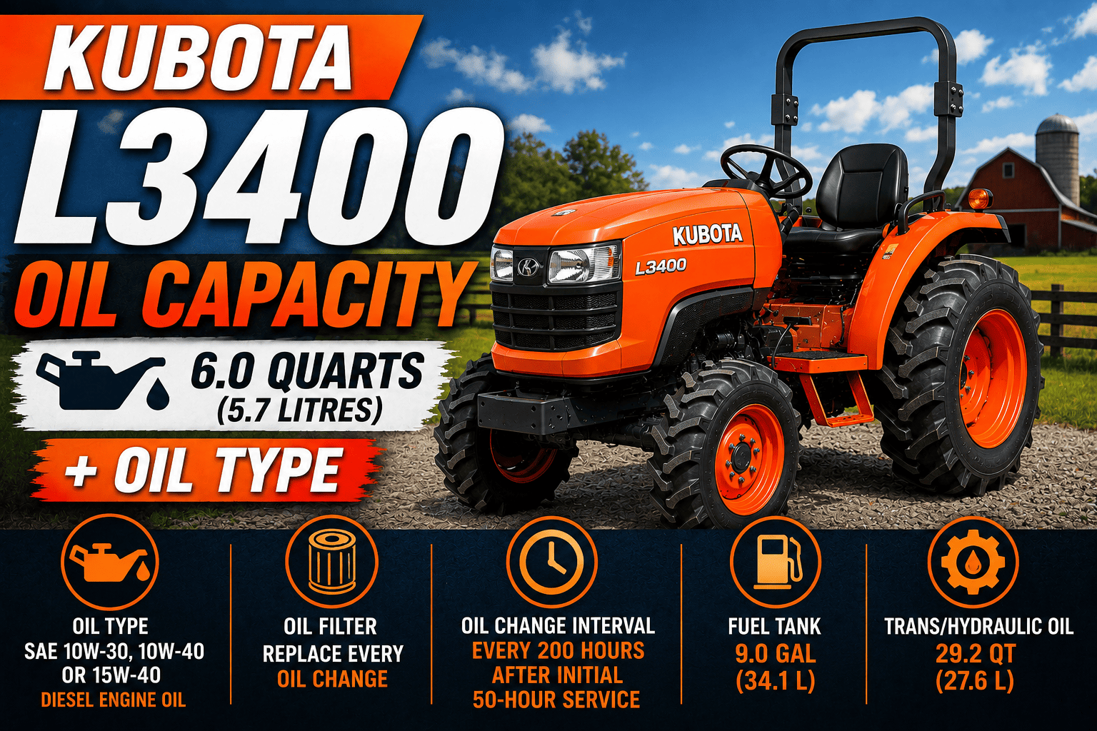 Kubota L3400 Oil Capacity