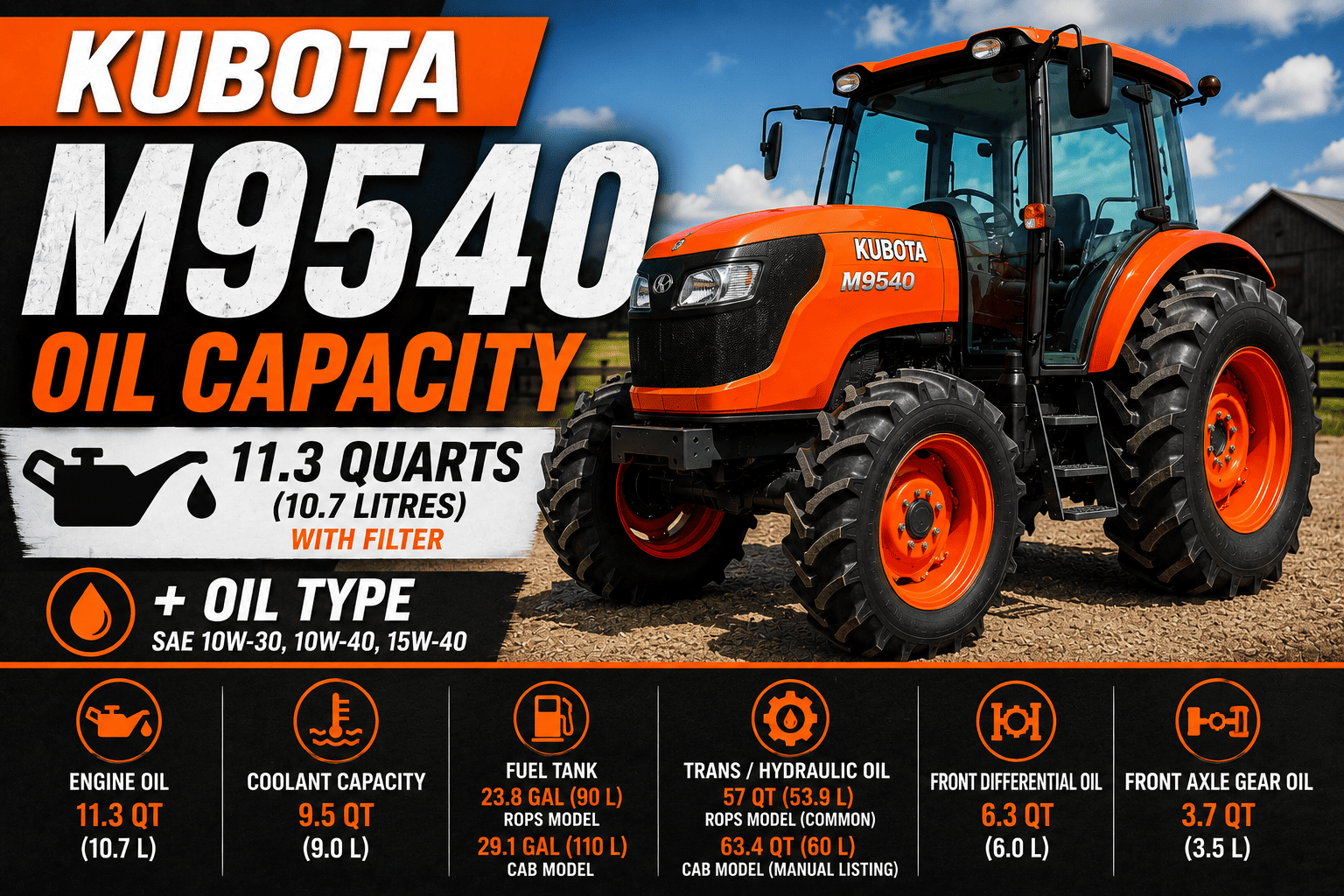 Kubota M9540 Oil Capacity